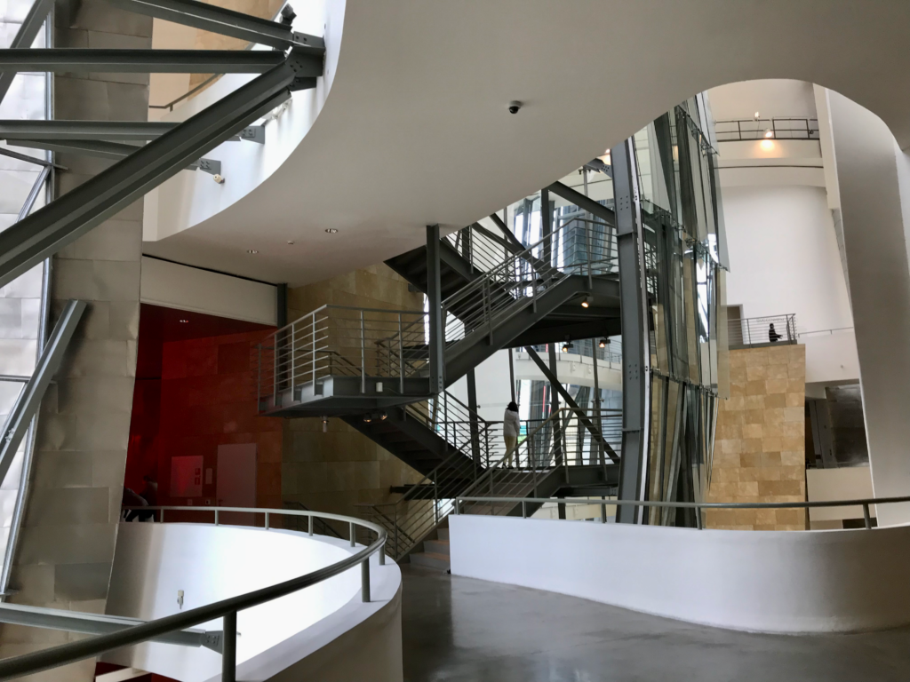 Curved stairway inside Guggenheim Museum in Bilbao. 