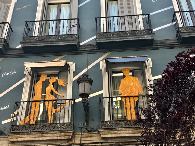 Decorative cutouts on a balcony in Madrid