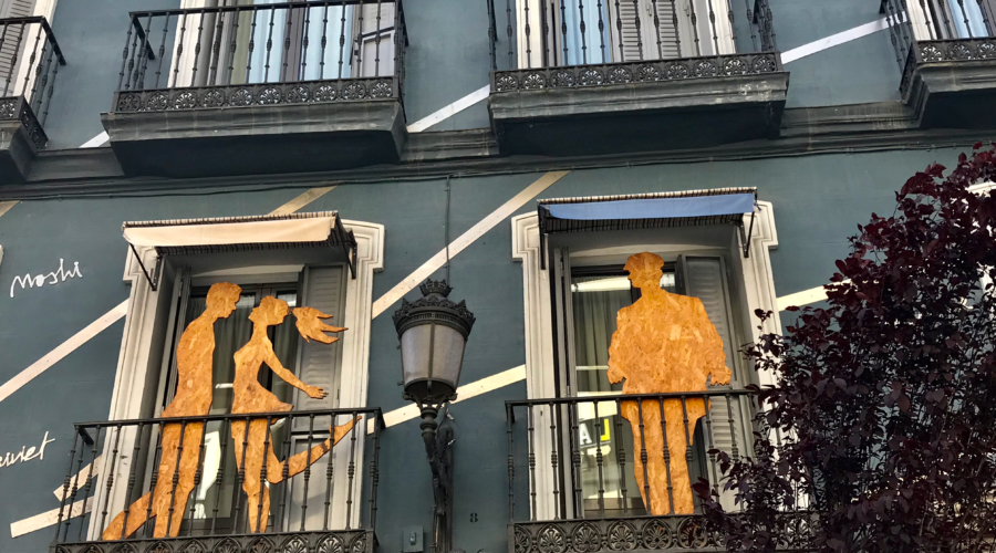 Decorative cutouts on a balcony in Madrid