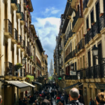 Streets lined with buildings in Bilbao