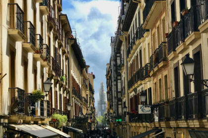 Streets lined with buildings in Bilbao