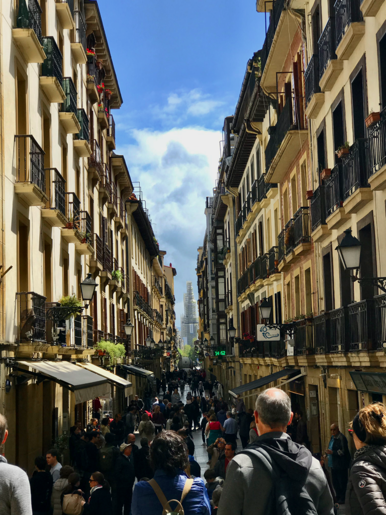 Streets lined with buildings in Bilbao