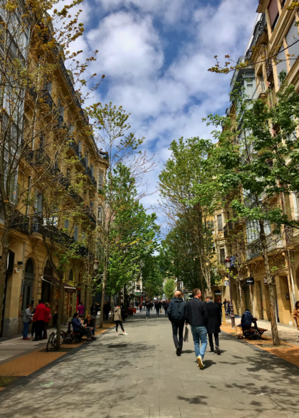 Tree-lined streets in San Sebastian.