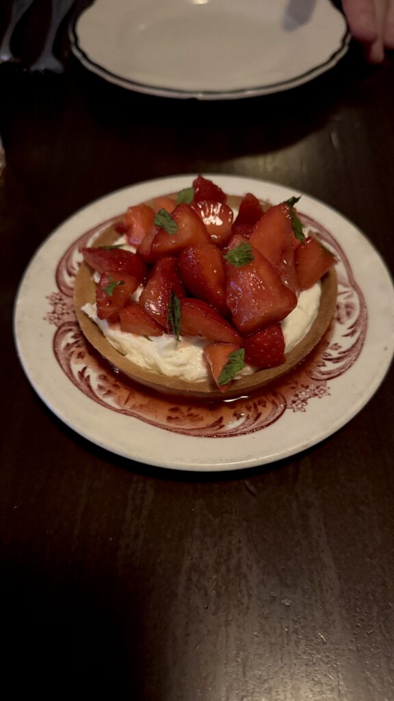 Strawberry tarte at joe beef for the long weekend in montreal.