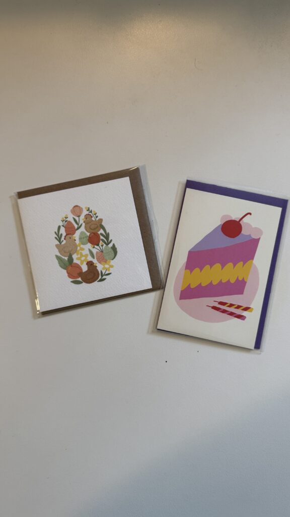 Small cards featuring a cake and some flowers inspired by a long weekend in montreal.